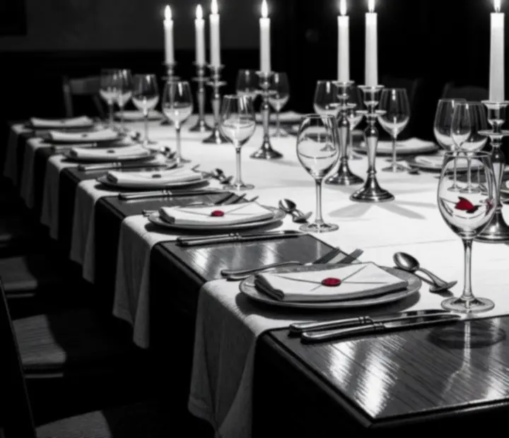 Table de restaurant éclairée à la bougie, prête pour une soirée intime.