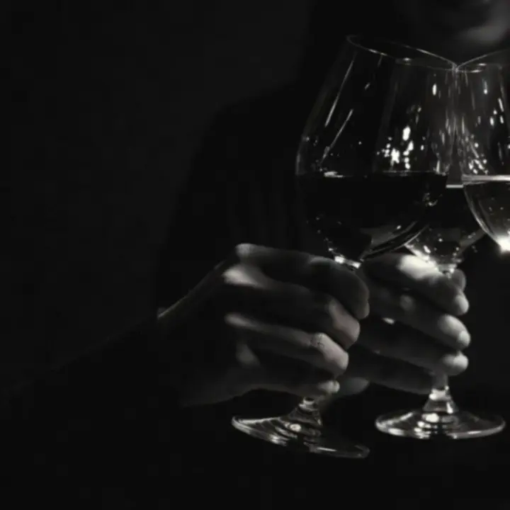 Verres levés, sourires en clair-obscur dans le restaurant Cercle Provence